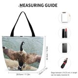 Yanfind Shopping Bag for Ladies Pond Lake Goose Duck Bird Geese Wing Span Sunshine Ripples Vertebrate Reusable Multipurpose Heavy Duty Grocery Bag for Outdoors.