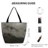 Yanfind Shopping Bag for Ladies Grey Fog Outdoors Abies Fir Plant Tree Montana United States Mist Gloomy Reusable Multipurpose Heavy Duty Grocery Bag for Outdoors.