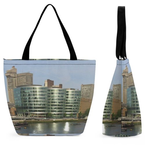 Yanfind Shopping Bag for Ladies Glass Office Buildings Building Houses Architecture Sunlight Reflection Reflections Window Reusable Multipurpose Heavy Duty Grocery Bag for Outdoors.