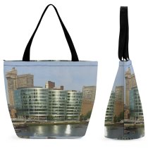 Yanfind Shopping Bag for Ladies Glass Office Buildings Building Houses Architecture Sunlight Reflection Reflections Window Reusable Multipurpose Heavy Duty Grocery Bag for Outdoors.