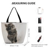 Yanfind Shopping Bag for Ladies Young Pet Funny Kitten Portrait Tabby Curiosity Cute Little Sit Whisker Reusable Multipurpose Heavy Duty Grocery Bag for Outdoors.