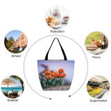 Yanfind Shopping Bag for Ladies Flower Plant Tulip Petal Tulips Leaf Spring Summer Creative Commons Reusable Multipurpose Heavy Duty Grocery Bag for Outdoors.