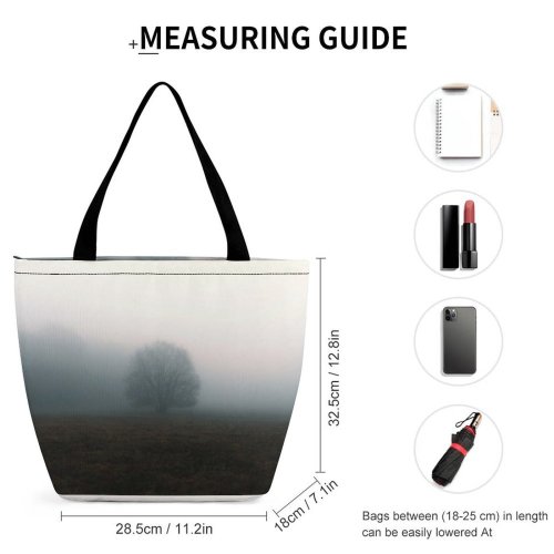 Yanfind Shopping Bag for Ladies Fog Outdoors Mist Grey Atmospheric Grass Winter Tree London Reusable Multipurpose Heavy Duty Grocery Bag for Outdoors.