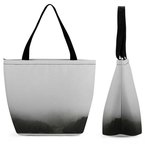 Yanfind Shopping Bag for Ladies Grey Fog Nyanga Zimbabwe Tree Cloudy Haze Overcast Cloud Forest Mist Reusable Multipurpose Heavy Duty Grocery Bag for Outdoors.