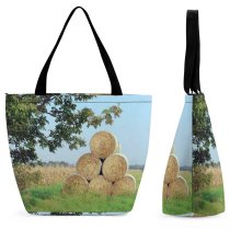 Yanfind Shopping Bag for Ladies Hay Farm Field Feed Grass Bale Roll Needle Straw Plant Family Rural Reusable Multipurpose Heavy Duty Grocery Bag for Outdoors.