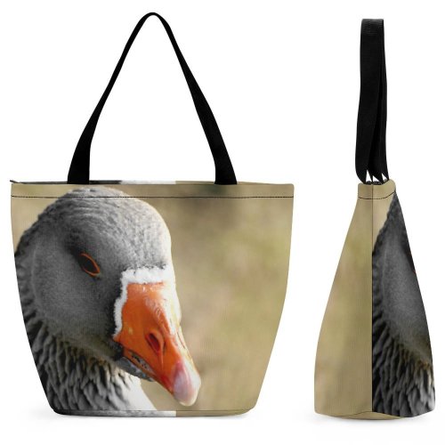 Yanfind Shopping Bag for Ladies Goose Geese Portrait Feather Feathers Beak Quack Duck Vertebrate Bird Ducks Swans Reusable Multipurpose Heavy Duty Grocery Bag for Outdoors.