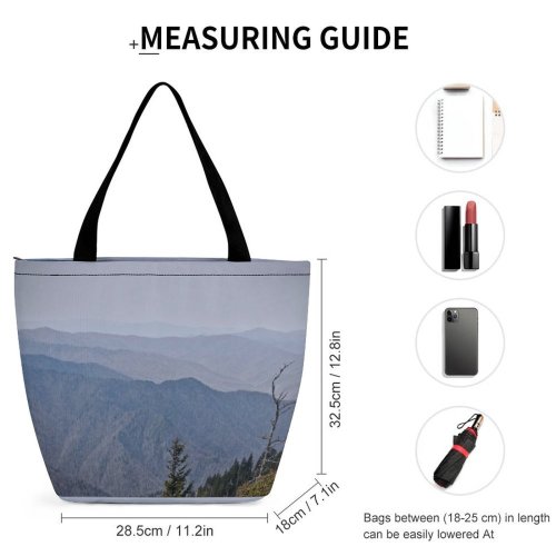 Yanfind Shopping Bag for Ladies Grey Plant Tree Abies Fir Outdoors Conifer Slope Range Adventure Leisure Reusable Multipurpose Heavy Duty Grocery Bag for Outdoors.