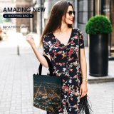 Yanfind Shopping Bag for Ladies Above From Urban Evening Chicago City Illuminated Lights Downtown Cityscape Bird's Reusable Multipurpose Heavy Duty Grocery Bag for Outdoors.