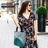 Yanfind Shopping Bag for Ladies Above From Seafoam Sea H O Ocean Turquoise Bird's Aerial Reusable Multipurpose Heavy Duty Grocery Bag for Outdoors.