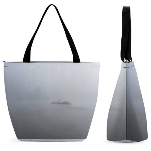 Yanfind Shopping Bag for Ladies Grey Fog Ruby Beach Forks United States Mist Cloud Friends Damp Chill Reusable Multipurpose Heavy Duty Grocery Bag for Outdoors.