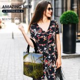 Yanfind Shopping Bag for Ladies Grass Field Grassland Outdoors Plant Sky Countryside Meadow Light Vegetation Cloud Reusable Multipurpose Heavy Duty Grocery Bag for Outdoors.
