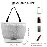 Yanfind Shopping Bag for Ladies Grey Outdoors Snow Blizzard Storm Winter Plant Vegetation Tree Forest Land Reusable Multipurpose Heavy Duty Grocery Bag for Outdoors.