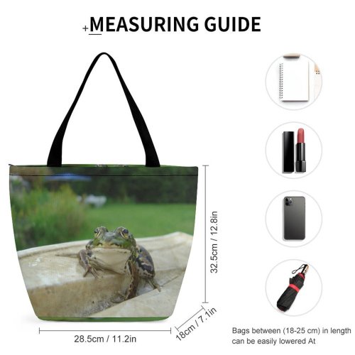 Yanfind Shopping Bag for Ladies Frog TRUE Amphibian Toad Bullfrog Terrestrial Wildlife Adaptation Reusable Multipurpose Heavy Duty Grocery Bag for Outdoors.