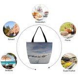 Yanfind Shopping Bag for Ladies Grey Snow Outdoors Winter Alps Landscape Arctic Hills Reusable Multipurpose Heavy Duty Grocery Bag for Outdoors.