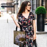 Yanfind Shopping Bag for Ladies Flower Daisy Daisies Flora Plant Petal HQ Dew Field Wild Droplets Reusable Multipurpose Heavy Duty Grocery Bag for Outdoors.