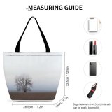 Yanfind Shopping Bag for Ladies Fog Outdoors Grey Tree Ripley Oh Usa Mist Plant Scenery Sky Field Reusable Multipurpose Heavy Duty Grocery Bag for Outdoors.