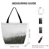 Yanfind Shopping Bag for Ladies Grey Forest Fog Outdoors Flora Land Plant Tree Vegetation Banff Cloud Reusable Multipurpose Heavy Duty Grocery Bag for Outdoors.