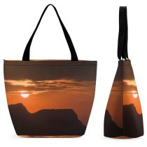 Yanfind Shopping Bag for Ladies Sunrise Mountains Early Morning Fire Sky Afterglow Sunset Horizon Light Ecoregion Reusable Multipurpose Heavy Duty Grocery Bag for Outdoors.