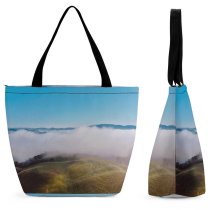 Yanfind Shopping Bag for Ladies Fog Outdoors Mist Drone Aerial Sunrise Cow Cloud Grey Reusable Multipurpose Heavy Duty Grocery Bag for Outdoors.