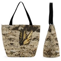 Yanfind Shopping Bag for Ladies Ground Butterfly Insect Invertebrate Monarch Sand Road Reusable Multipurpose Heavy Duty Grocery Bag for Outdoors.