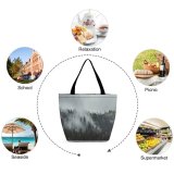 Yanfind Shopping Bag for Ladies Grey Tree Plant Abies Fir Pine Conifer Fog Zabljak Montenegro Spruce Outdoors Reusable Multipurpose Heavy Duty Grocery Bag for Outdoors.