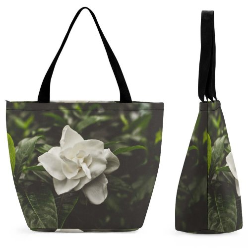 Yanfind Shopping Bag for Ladies Flower Plant Rose Acanthaceae Grey Petal Reusable Multipurpose Heavy Duty Grocery Bag for Outdoors.