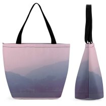 Yanfind Shopping Bag for Ladies Grey Fog Mist Outdoors Fairbourne Uk Smog Wales Early Morning Landscape Reusable Multipurpose Heavy Duty Grocery Bag for Outdoors.