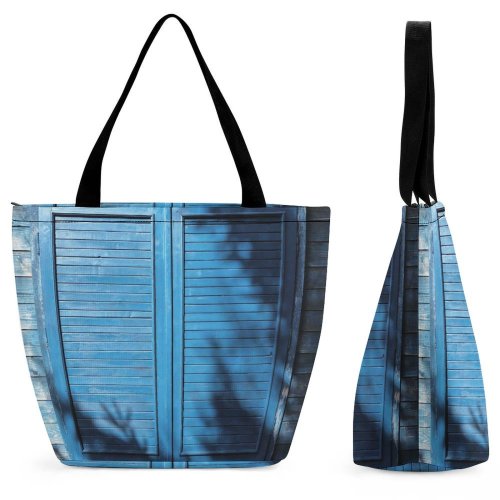 Yanfind Shopping Bag for Ladies Home Decor Shutter Curtain Romania Window Shade Door Beli Linen Wood Reusable Multipurpose Heavy Duty Grocery Bag for Outdoors.