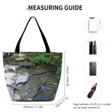 Yanfind Shopping Bag for Ladies Brook Creek River Stone Bed Trees Woods Forest Wilderness Resources Watercourse Reusable Multipurpose Heavy Duty Grocery Bag for Outdoors.