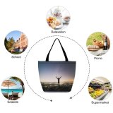 Yanfind Shopping Bag for Ladies Adventure Evening Silhouette Milky Astronomy Way Outdoors Exposure Cosmos Reusable Multipurpose Heavy Duty Grocery Bag for Outdoors.