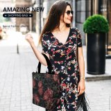Yanfind Shopping Bag for Ladies Flower Peony Plant Rose Flora Leaf Leaves Floral Foliage Carnation Spring Reusable Multipurpose Heavy Duty Grocery Bag for Outdoors.