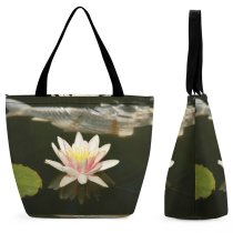 Yanfind Shopping Bag for Ladies Koi Fish Pond Lily Petal Flower Fragrant Sacred Lotus Aquatic Plant Family Reusable Multipurpose Heavy Duty Grocery Bag for Outdoors.