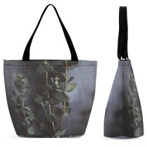 Yanfind Shopping Bag for Ladies Grey Foliage Branch Leaves Tree Eucalyptus Stem HQ Backdrop Flatlay Plant Creative Reusable Multipurpose Heavy Duty Grocery Bag for Outdoors.