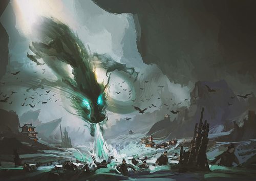 yanfind A1 | Ancient Chinese Dragon Poster Art Print 60 x 90cm 180gsm Gamer Battle War