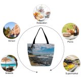 Yanfind Shopping Bag for Ladies Hawaii Kona Hualalai Beach Paradise Sand Surf Coastline Island Tropical Lava Rock Reusable Multipurpose Heavy Duty Grocery Bag for Outdoors.