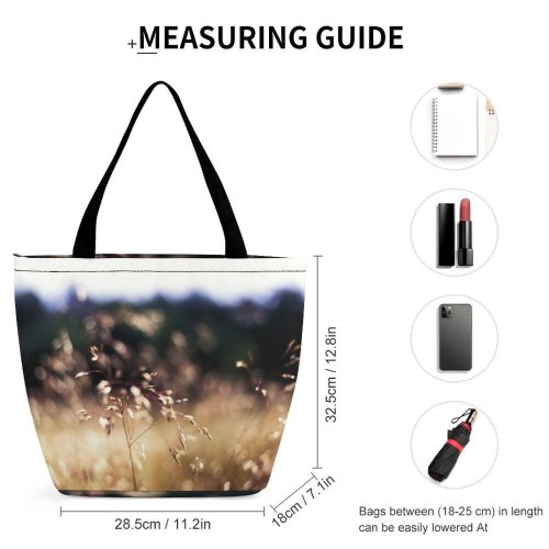 Yanfind Shopping Bag for Ladies Grass Field Fields Grassfield Sunlight Light Backlighting Sky Atmospheric Morning Family Spring Reusable Multipurpose Heavy Duty Grocery Bag for Outdoors.