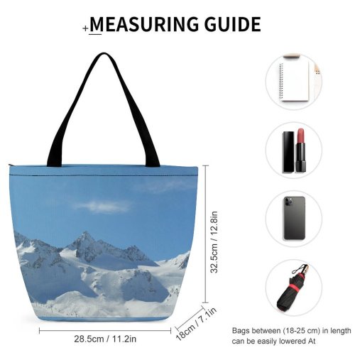 Yanfind Shopping Bag for Ladies Hiils Austria Ski Tirol Neustif Mountainous Landforms Snow Range Glacial Reusable Multipurpose Heavy Duty Grocery Bag for Outdoors.
