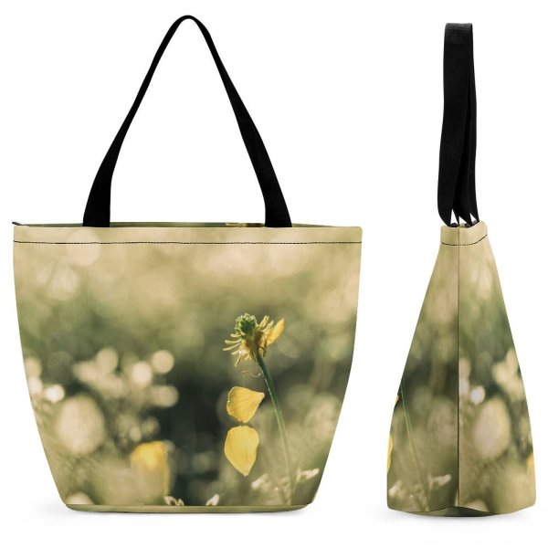 Yanfind Shopping Bag for Ladies Flower Plant Petal Sunlight Daisies Daisy Light Leaf Morning Bokeh Reusable Multipurpose Heavy Duty Grocery Bag for Outdoors.