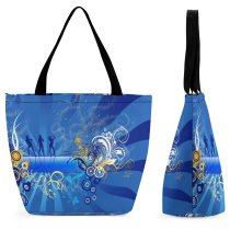 Yanfind Shopping Bag for Ladies Girls Glossy Dancing Majorelle Design Aqua Electric Graphics Art Fractal Reusable Multipurpose Heavy Duty Grocery Bag for Outdoors.