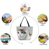 Yanfind Shopping Bag for Ladies Young Pet Funny Kitten Portrait Curiosity Cute Little Staring Sit Whisker Reusable Multipurpose Heavy Duty Grocery Bag for Outdoors.