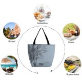 Yanfind Shopping Bag for Ladies Grey Outdoors Bench Snow Winter Furniture Blizzard Storm Thunder Bay Canadá Mist Reusable Multipurpose Heavy Duty Grocery Bag for Outdoors.
