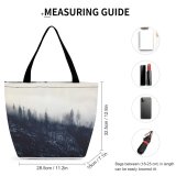 Yanfind Shopping Bag for Ladies Fog Plant Tree Grey Outdoors Abies Fir Mist Conifer Cloud Creative Reusable Multipurpose Heavy Duty Grocery Bag for Outdoors.