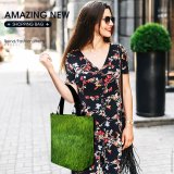 Yanfind Shopping Bag for Ladies Ground Pasture Lawn Meadow Texture Spring Field Grass Paddy Wind Ecology Reusable Multipurpose Heavy Duty Grocery Bag for Outdoors.