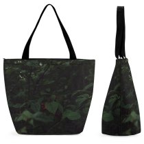 Yanfind Shopping Bag for Ladies Grey Dark Foliage Leaves Flower Flora Acanthaceae Plant Leaf Berry Forest Reusable Multipurpose Heavy Duty Grocery Bag for Outdoors.