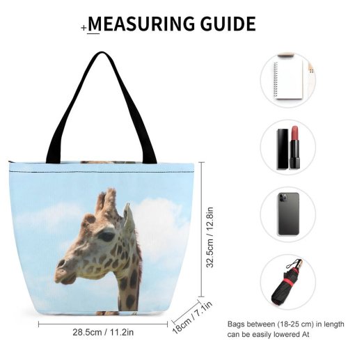 Yanfind Shopping Bag for Ladies Giraffe Giraffidae Terrestrial Vertebrate Wildlife Adaptation Snout Neck Organism Reusable Multipurpose Heavy Duty Grocery Bag for Outdoors.
