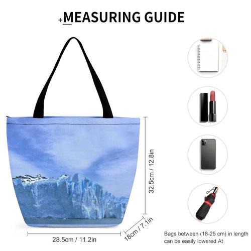 Yanfind Shopping Bag for Ladies Glaciares Argentina Rocks Mountains Polar Iceberg Arctic Ocean Sky Reusable Multipurpose Heavy Duty Grocery Bag for Outdoors.