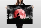 yanfind A1 | Blood Moon Wolf Poster Art Print 60 x 90cm 180gsm Wolves Howl