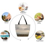Yanfind Shopping Bag for Ladies Kalamata City Town Greece Buildings Bay Sea Sky Clouds Landscape Cityscape Panoramic Reusable Multipurpose Heavy Duty Grocery Bag for Outdoors.