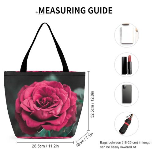 Yanfind Shopping Bag for Ladies Flower Rose Flora Plant Bloom Petal Outdoor Romance Love Heavy Soft Reusable Multipurpose Heavy Duty Grocery Bag for Outdoors.