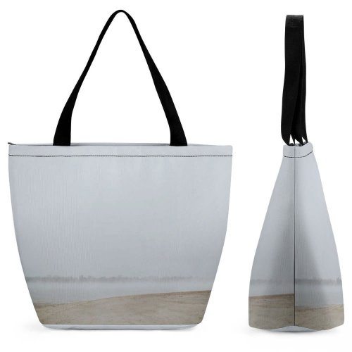 Yanfind Shopping Bag for Ladies Grey Fog Outdoors Mist Sand Soil Creative Commons Reusable Multipurpose Heavy Duty Grocery Bag for Outdoors.